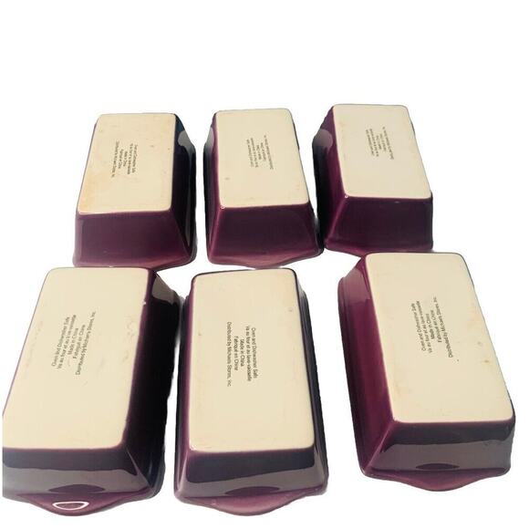 6 Mini Loaf Pans Purple 6” Stoneware Ceramic Michaels Stores Great Condition - Picture 6 of 11